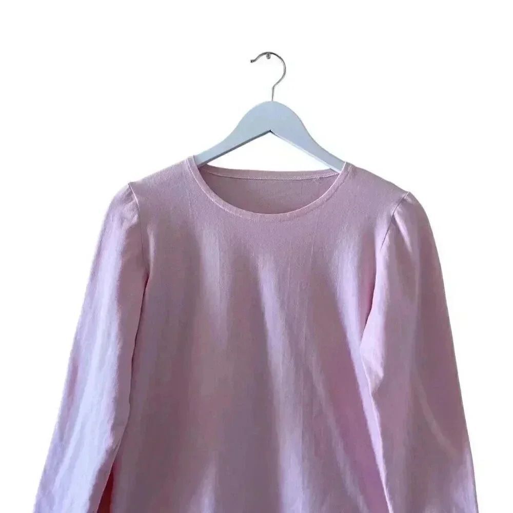 Pink Plain Solid Basic Essential Long Sleeves Top… - image 3